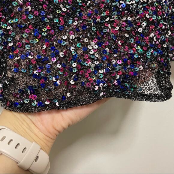 Parker Anna Short Sleeved Sequined Crewneck Multicolor Blouse - Picture 10 of 13